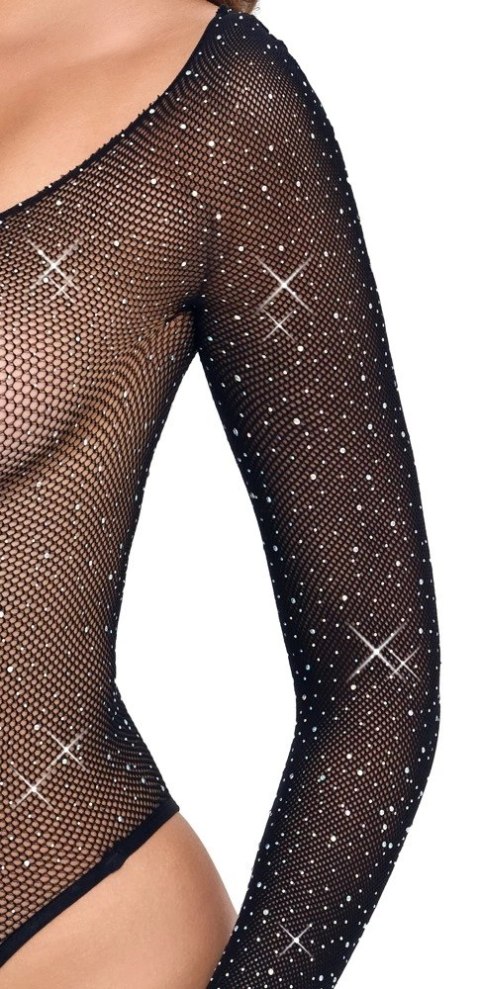 Cottelli Fantasy Body Glitter czarny siateczkowy z kryształkami S-L