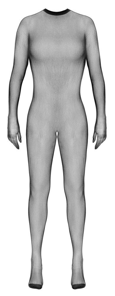 Cottelli Fantasy Catsuit czarny z siateczki, z rękawiczkami S-L