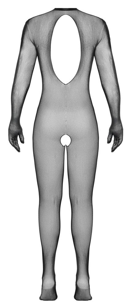 Cottelli Fantasy Catsuit czarny z siateczki, z rękawiczkami S-L