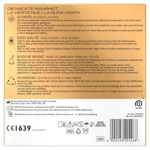 Durex Hautnah Latex Free 30 szt. - prezerwatywy bez lateksu, anatomiczne