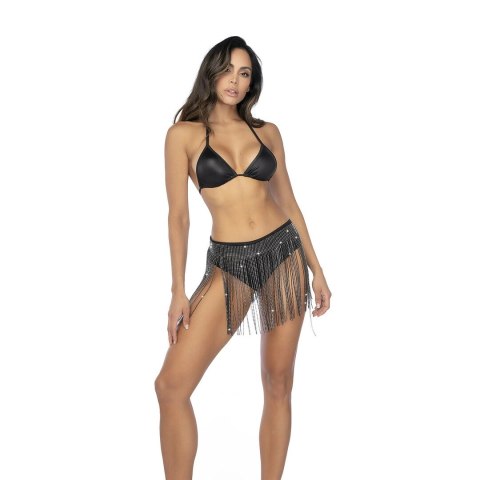 Mapale Glam Fringe Belt Czarny z Kryształkami Uniwersalny
