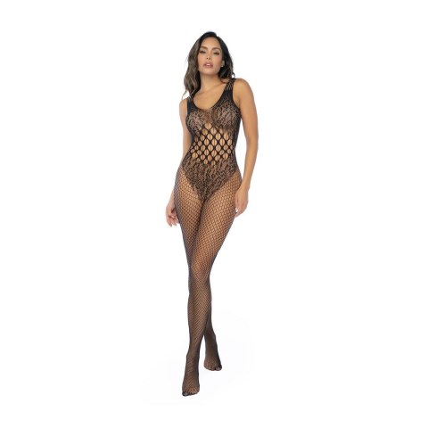 Mapele Leopard Fishnet Bodystocking Czarny Jednoroztmiarowy