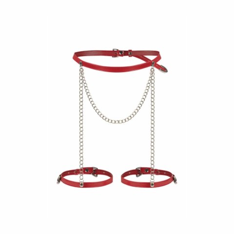 Obsessive Inferro Harness Bottom czerwony pas z łańcuszkami, regulowany