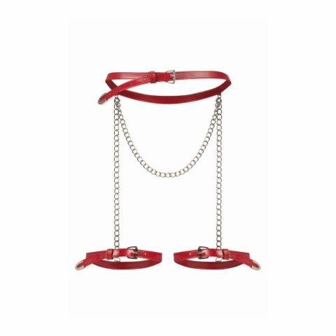 Obsessive Inferro Harness Bottom czerwony pas z łańcuszkami, regulowany