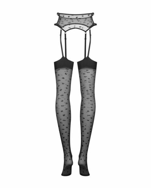 Obsessive Isinne pończochy z pasem czarne, regulowane paski, S/M/L