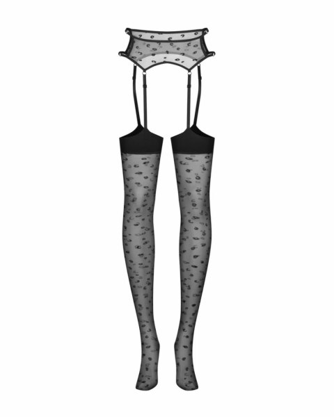 Obsessive Isinne pończochy z pasem czarne, regulowane paski, S/M/L