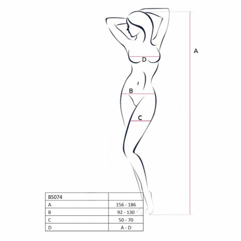 Passion BS074 kostium jednoczęściowy biały z motywem koronkowym One Size