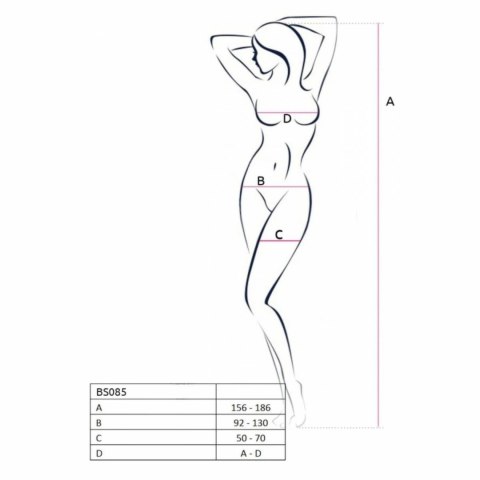 Passion BS085 biały kombinezon siateczkowy z geometrycznym wzorem One Size