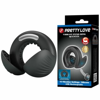 Pretty Love Quentin - silikonowy pierścień intymny z wibracjami 10 trybow