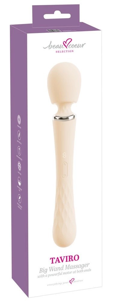 Beau coeur Taviro Big Wand - wielofunkcyjny masażer 2w1, silikonowy, 31,7 cm