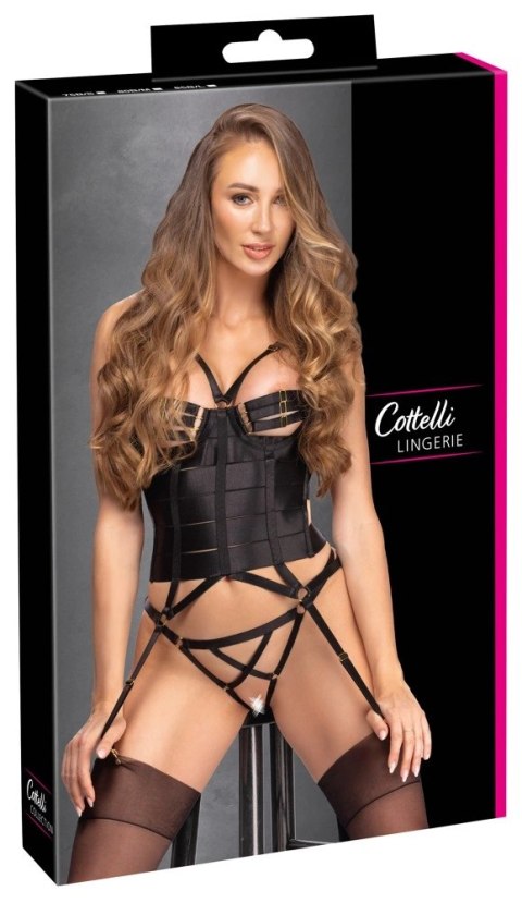 Cottelli Lingerie Corset Straps czarny komplet z paskami 75B/S