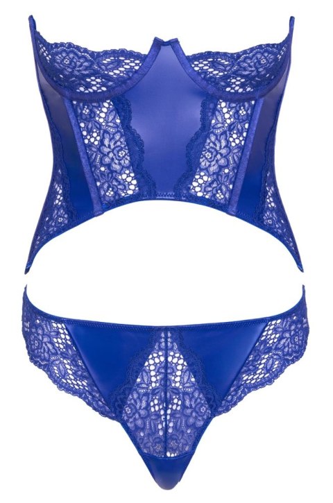 Cottelli Lingerie Corset niebieski model z koronką i wetlook S