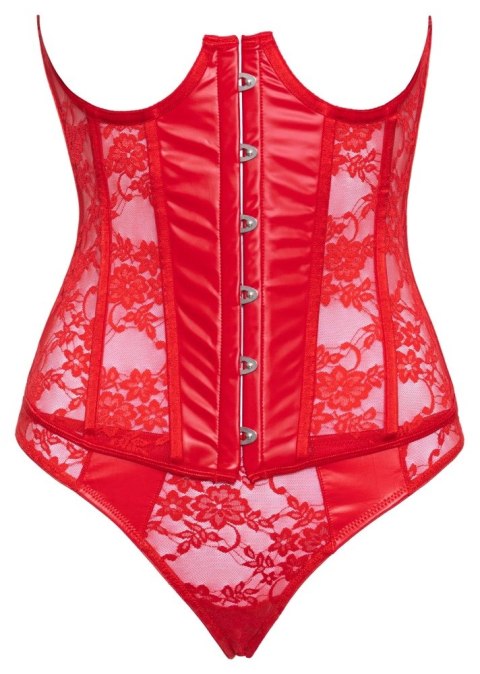 Cottelli Lingerie Open Cup Corset czerwony koronkowy komplet M