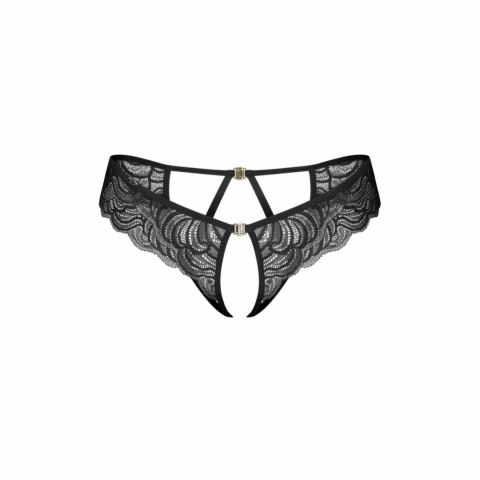 Obsessive Divienne String Open Back Czarny Koronkowy 90% Poliamid L/XL