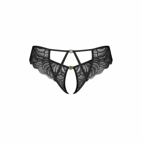 Obsessive Divienne String bezszwowy czarny z ozdobnymi detalami 2XL/3XL