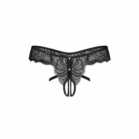 Obsessive Trinise String z Perełkami Czarny Elegancki Koronkowy S/M