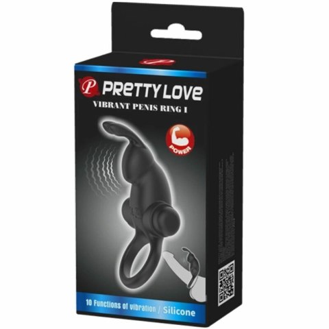 Pretty Love BI-210204 - Pierścień wibrujący silikonowy 10 trybow czarny
