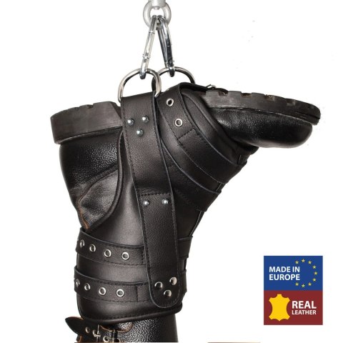 Red Leather Zestaw 2 Skorzanych Wieszakow na Nogi Czarny, udźwig 130 kg