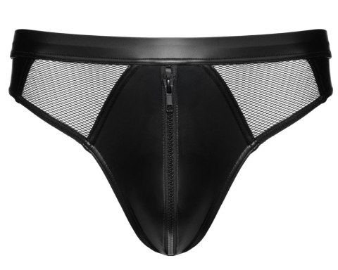 Svenjoyment Briefs 3XL czarne wetlook z siateczką i zamkiem