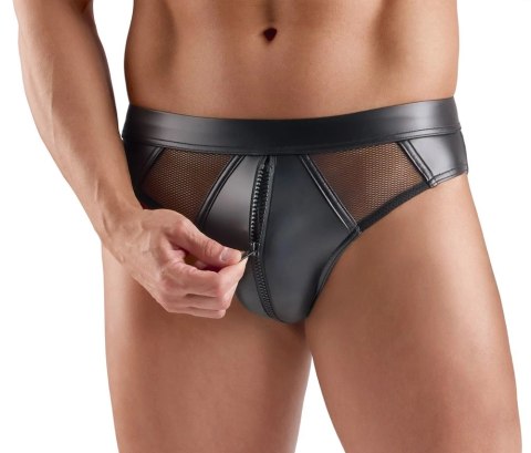Svenjoyment Briefs XL czarne wetlook siateczka z zamkiem