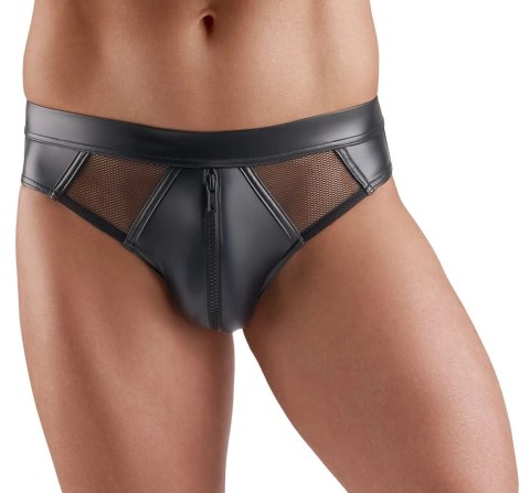 Svenjoyment Briefs L czarne wetlook z siateczką i zamkiem
