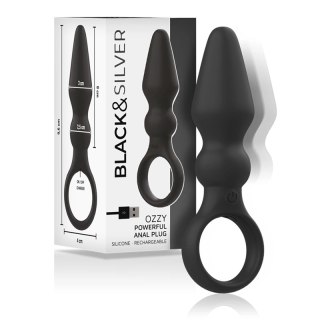 BLACK&SILVER OZZY silikonowy korek analny z 10 trybami wibracji