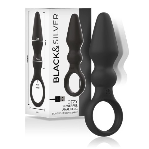 BLACK&SILVER OZZY silikonowy korek analny z 10 trybami wibracji