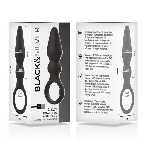 BLACK&SILVER OZZY silikonowy korek analny z 10 trybami wibracji