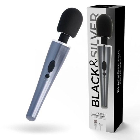 Black&Silver Dexter - Masażer Rożdżka 10 Trybow Silikon USB 30,6cm