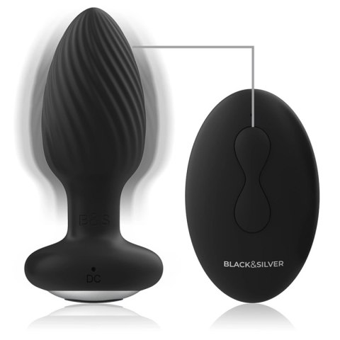 Black&Silver Welss - silikonowy rotacyjny system intymny z pilotem IPX6