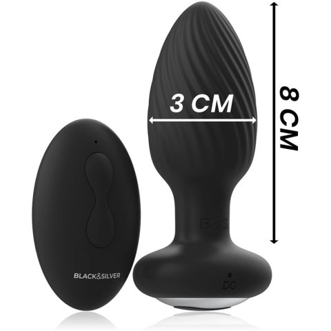 Black&Silver Welss - silikonowy rotacyjny system intymny z pilotem IPX6