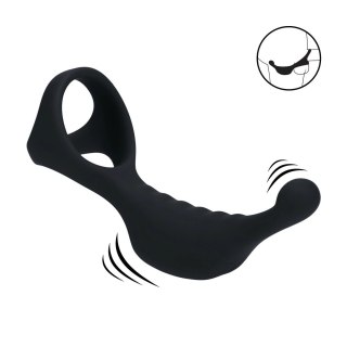 LEVELZ Black silikonowy stymulator z pierścieniem Tri-O, wibrujący