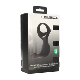 LEVELZ Black silikonowy stymulator z pierścieniem Tri-O, wibrujący