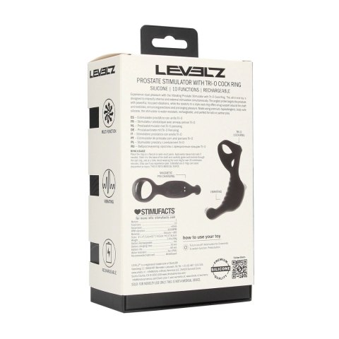 LEVELZ Black silikonowy stymulator z pierścieniem Tri-O, wibrujący