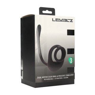 LEVELZ Dual Motor silikonowy pierścień intymny z masażerem prostaty czarny