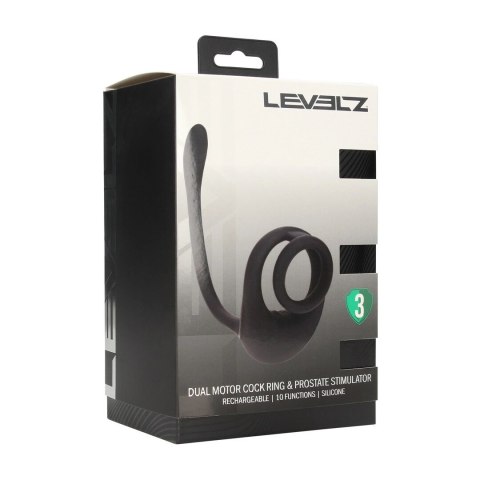 LEVELZ Dual Motor silikonowy pierścień intymny z masażerem prostaty czarny