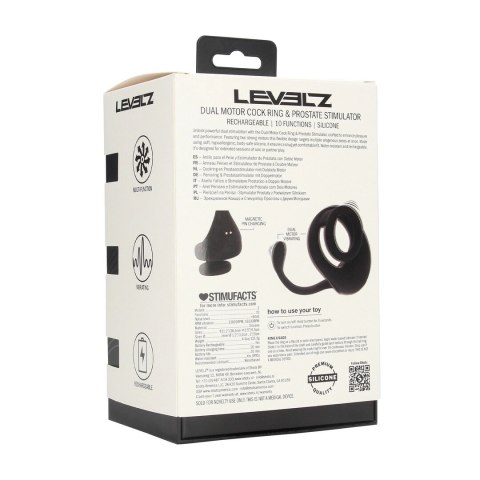 LEVELZ Dual Motor silikonowy pierścień intymny z masażerem prostaty czarny
