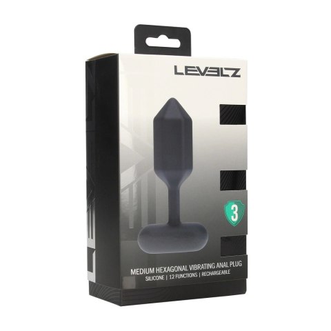 LEVELZ Hexagonal Medium - Wibrująca silikonowa zatyczka analna czarna
