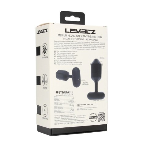 LEVELZ Hexagonal Medium - Wibrująca silikonowa zatyczka analna czarna