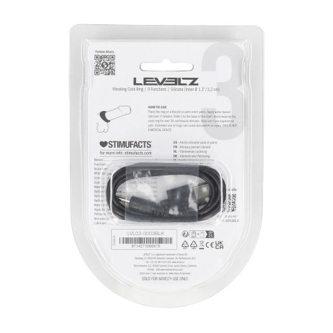 LEVELZ Pierścień Wibrujący z Silikonu Premium Black - Model 3