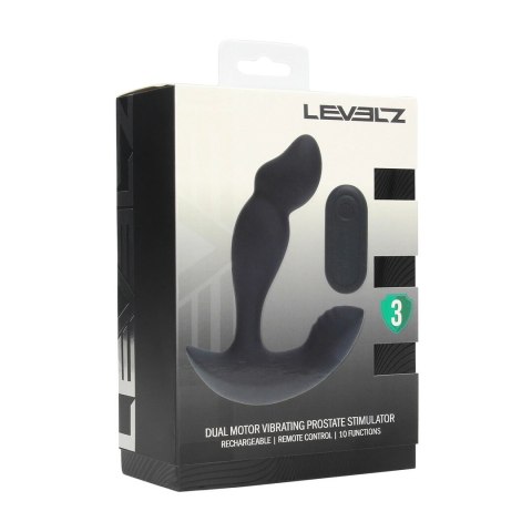 LEVELZ Plug czarny - silikonowy stymulator z podwojnym silnikiem i pilotem