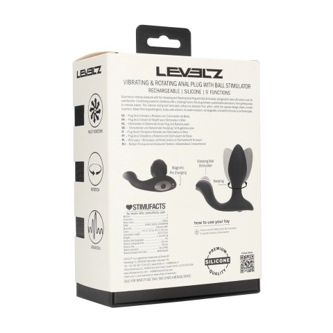 LEVELZ Plug-ilicious 2 Czarny - silikonowy korek z rotacją i wibracją
