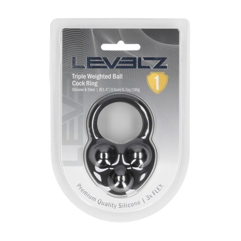 LEVELZ Potrojny Pierścień Intymny z Obciążeniem Liquid Silicone Czarny
