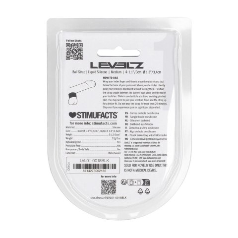 LEVELZ Silikonowy Pasek Anatomiczny M 34mm Czarny - Wytrzymały i Elastyczny