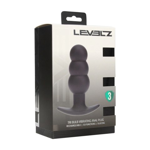 LEVELZ Tri Bulb Wibrujący Korek Anatomiczny Silikonowy Czarny USB