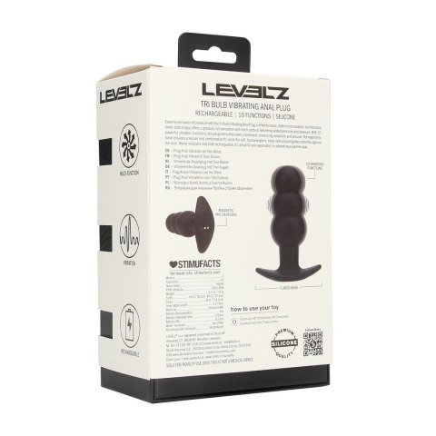 LEVELZ Tri Bulb Wibrujący Korek Anatomiczny Silikonowy Czarny USB