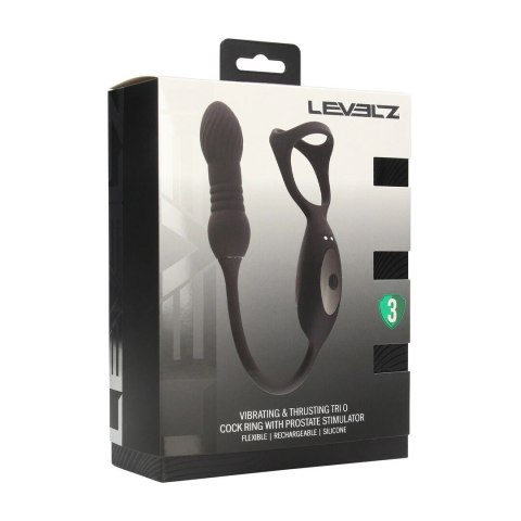 LEVELZ Tri-O Czarny Pierścień z Systemem Wibracji i Ruchu Plus Masażer Prostaty