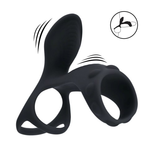 LEVELZ Vibration Silicone - czarny pierścień intymny z dodatkową pętlą