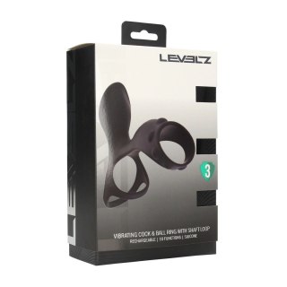 LEVELZ Vibration Silicone - czarny pierścień intymny z dodatkową pętlą