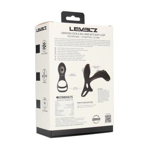 LEVELZ Vibration Silicone - czarny pierścień intymny z dodatkową pętlą